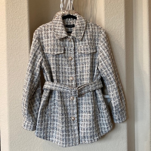 LAUNDRY BY SHELLI SEGAL Tweed Belted Jacket Size L - Picture 2 of 8